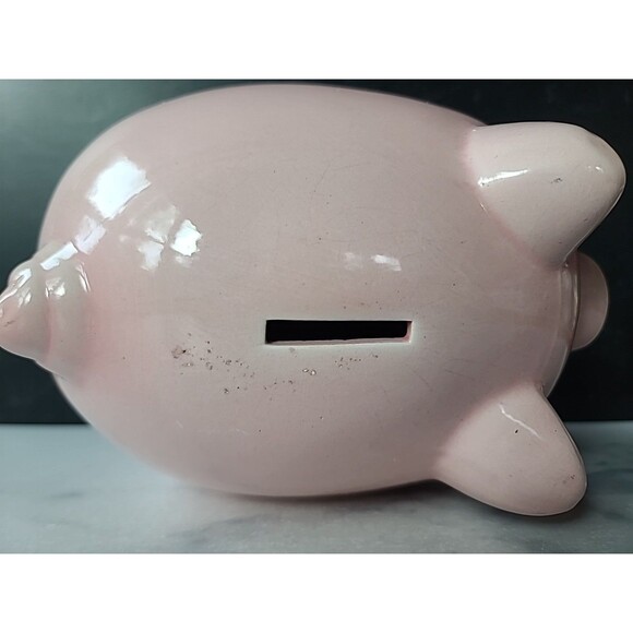 Vintage Pink Ceramic Piggy Bank, READ Description - Picture 5 of 10